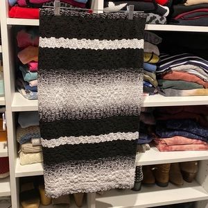 Black and White stretchy midi pencil skirt